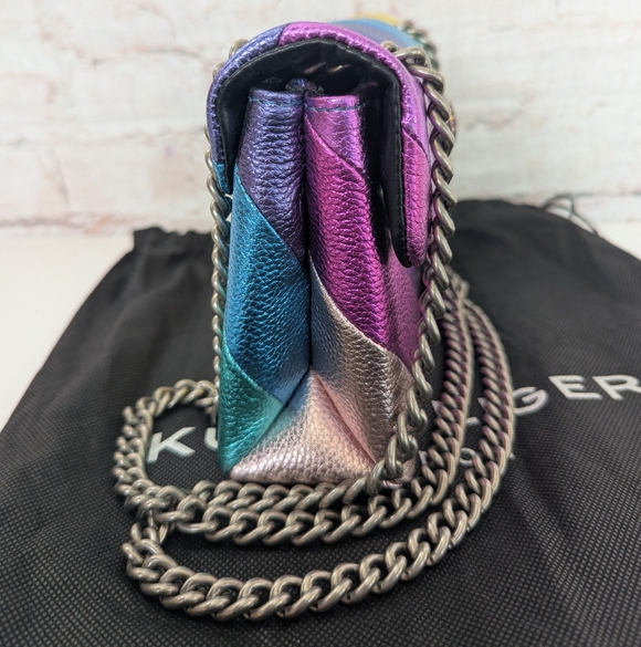Kurt Geiger London Mini Kensington Metallic Rainbow Striped Crossbody Bag - Picture 3 of 11